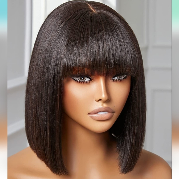 100% Brazilian yaki human hair wig wig bangs